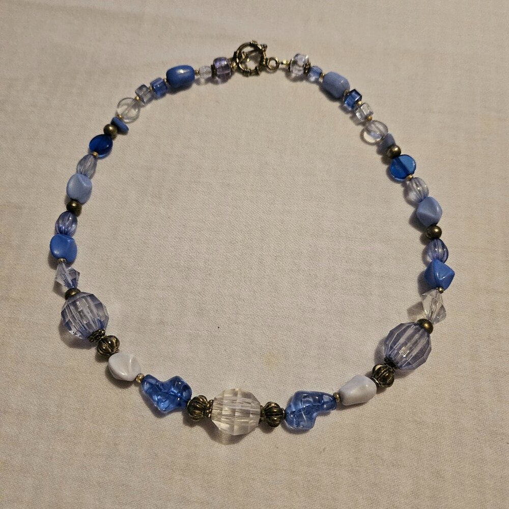 Handmade Blue & White Bead Necklace